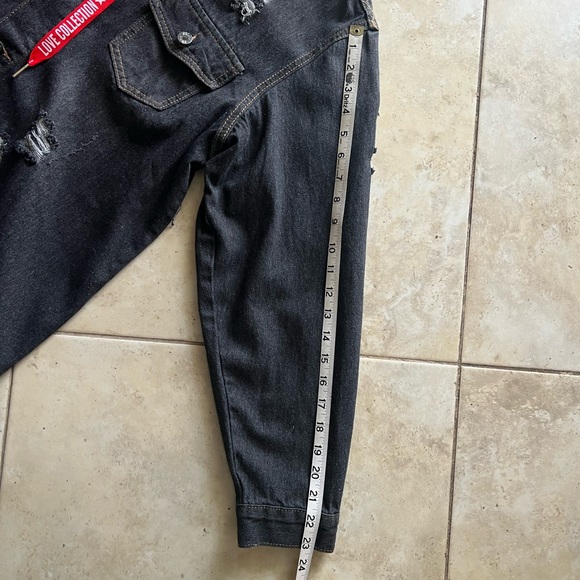 Denim Hooded Jacket Japanese/Hong Kong Style Distress Jacket Hole Retro Loose - Picture 10 of 13